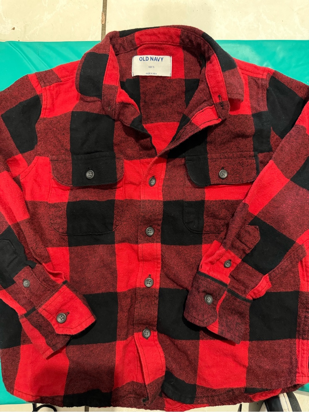Old Navy Red and Black Plaid Button-Up Shirt